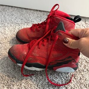 Jordan Kids Red and Black Sneakers